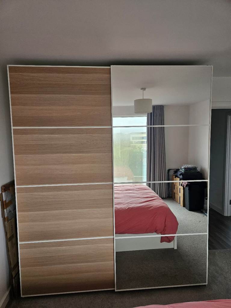 Ikea PAX Wardrobe sliding doors mirror glass