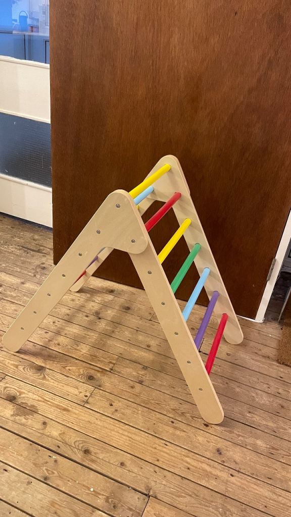 Montessori pickler wooden climbing frame with slide and climbing attachment 