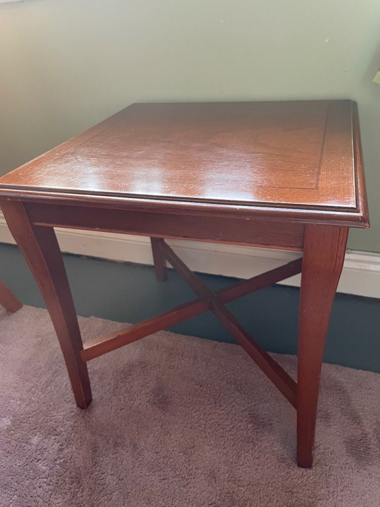 Reproduction cross leg square side table. 