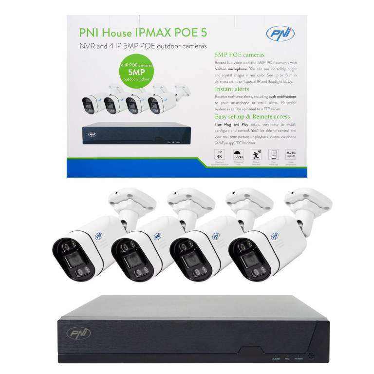 CCTV Camera Security Kit. 4x 5MP PoE Cameras and PoE NVR with 1 TB Hard Drive BRAND NEW