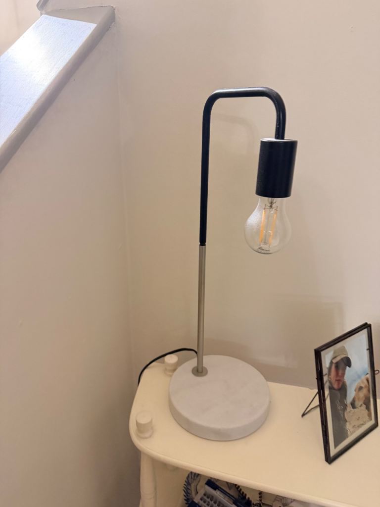 Designer lamp with solid marble base