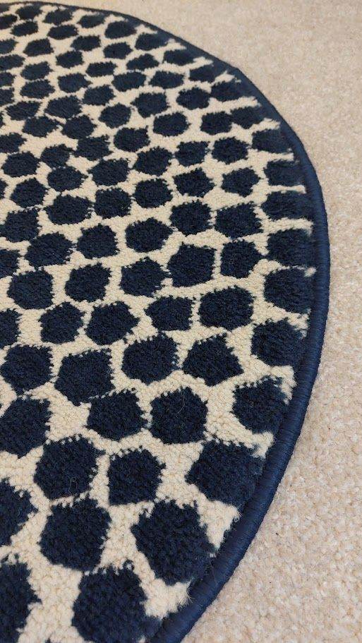 IKEA FLÖNG round rug, mat, low pile, blue/white, 80cm, pre-owned