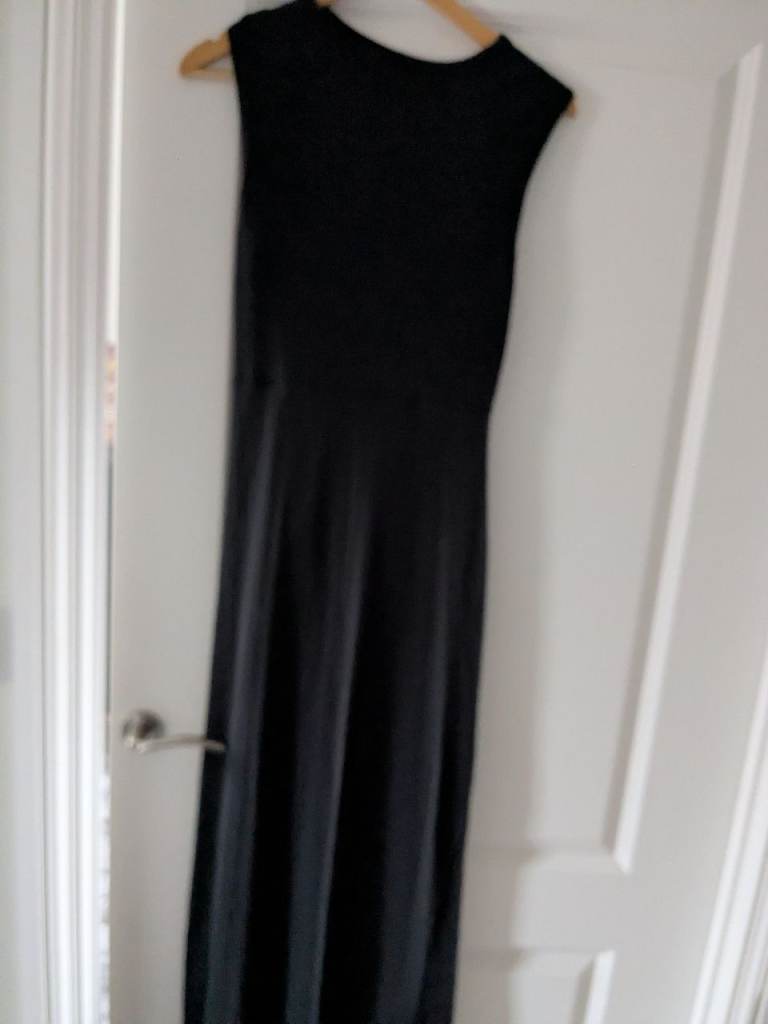 Halara black cocktail dress long size 14 open back 