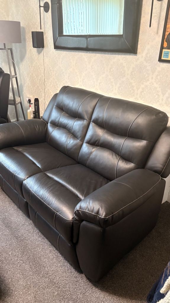 image for Black leather 2 seater sofa like new with tags