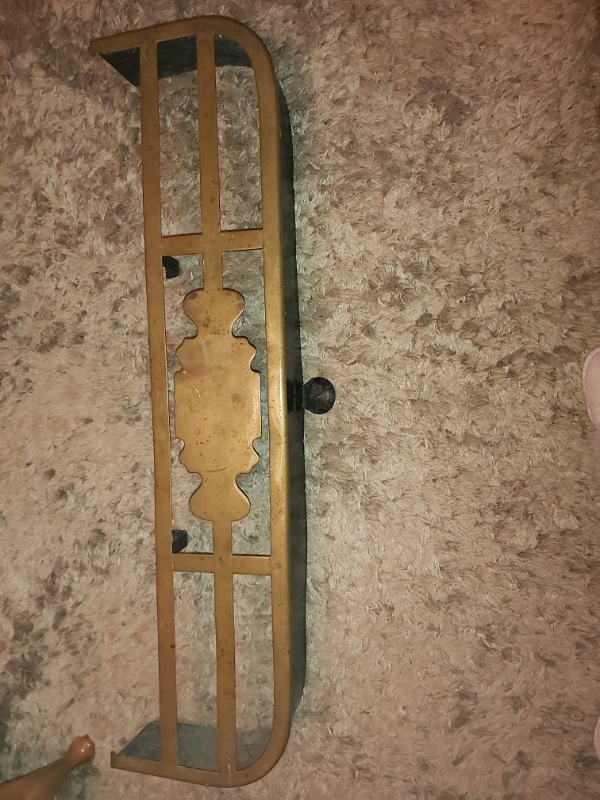 Victorian brass fire fender
