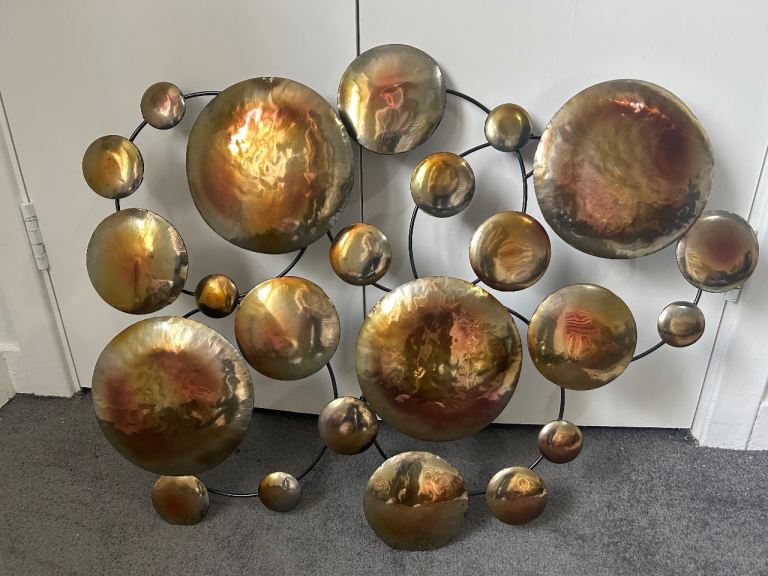 Mid-Century Modern Style Hammered Copper Effect Large Metal Wall Sculpture (Charles Jere Inspired)