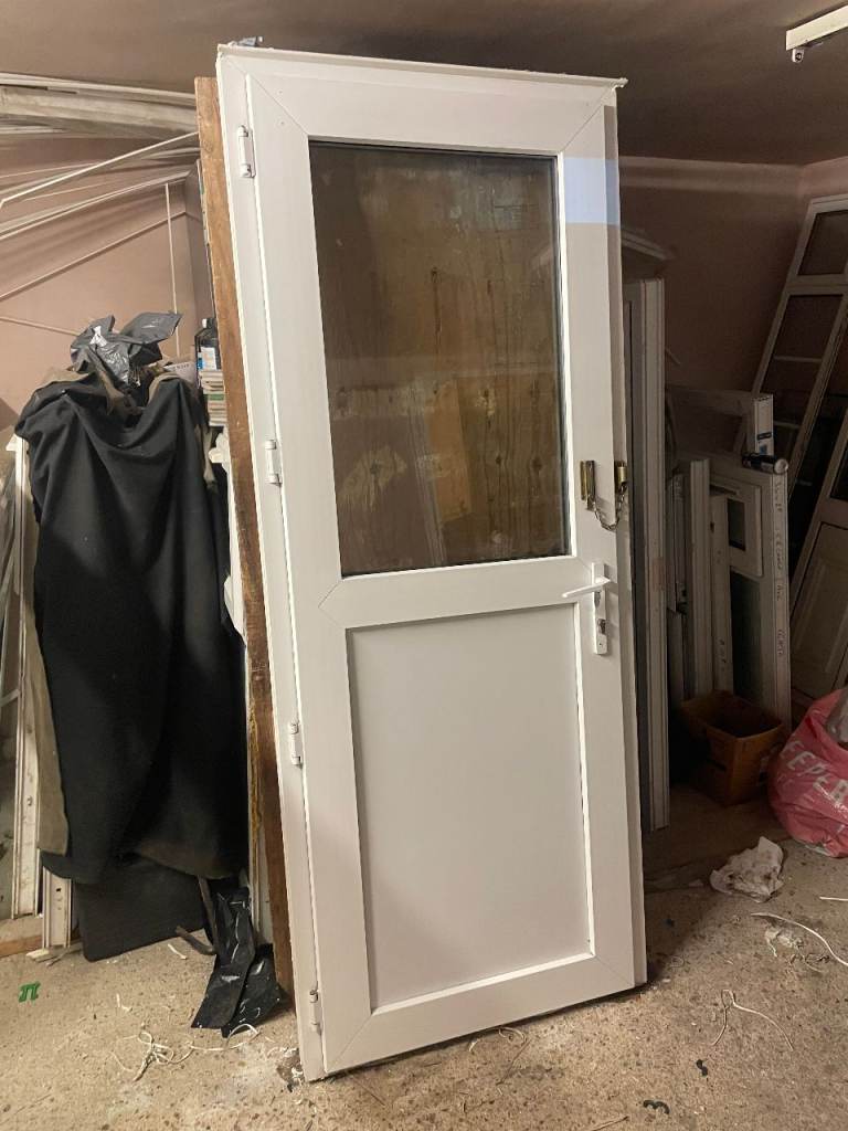 UPVC DOOR 203.5 x 82 cm - UPVC DOUBLE GLAZED DOOR - CLEAR GLASS (REF: DX198)