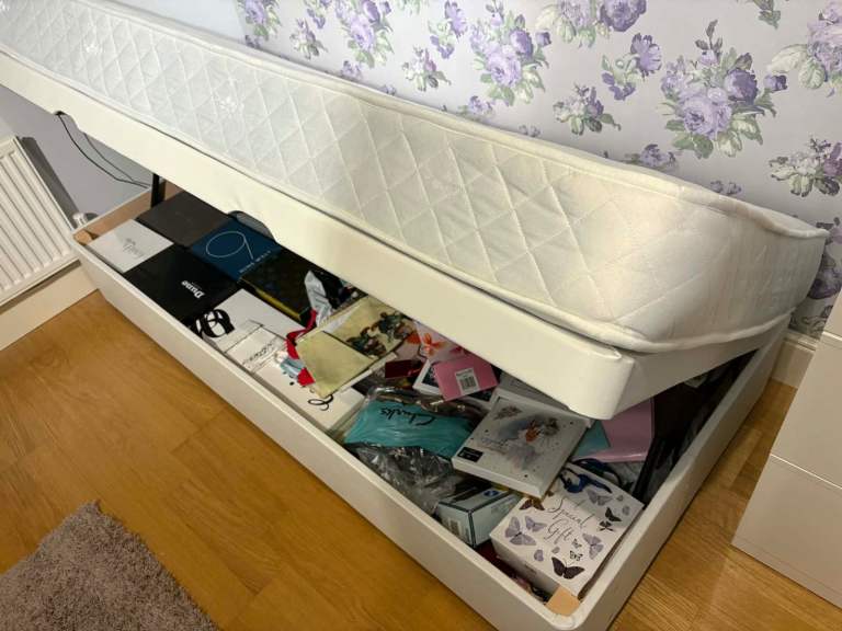 Single ottoman bed base - faux leather 