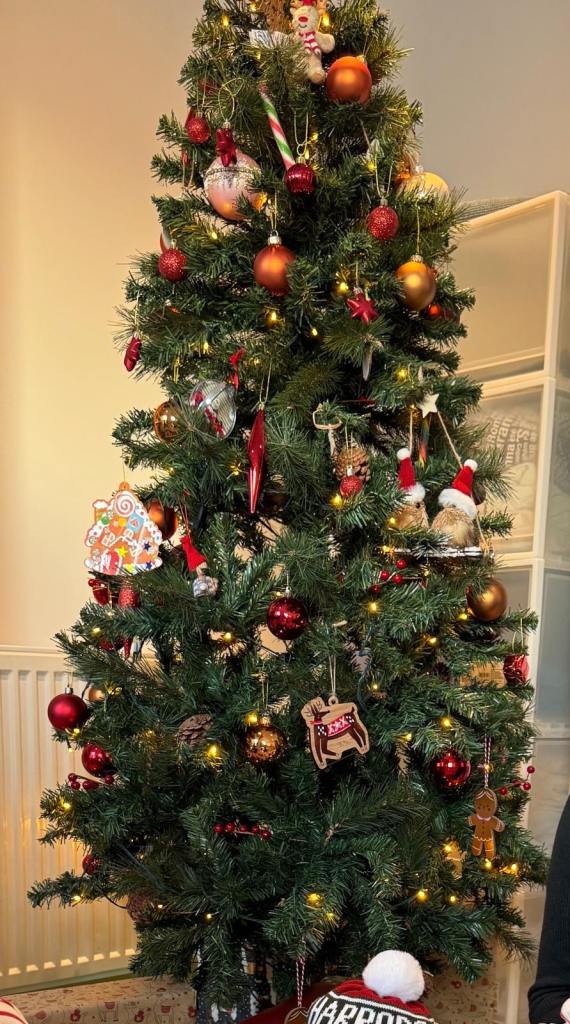 Artificial Christmas tree with lights 