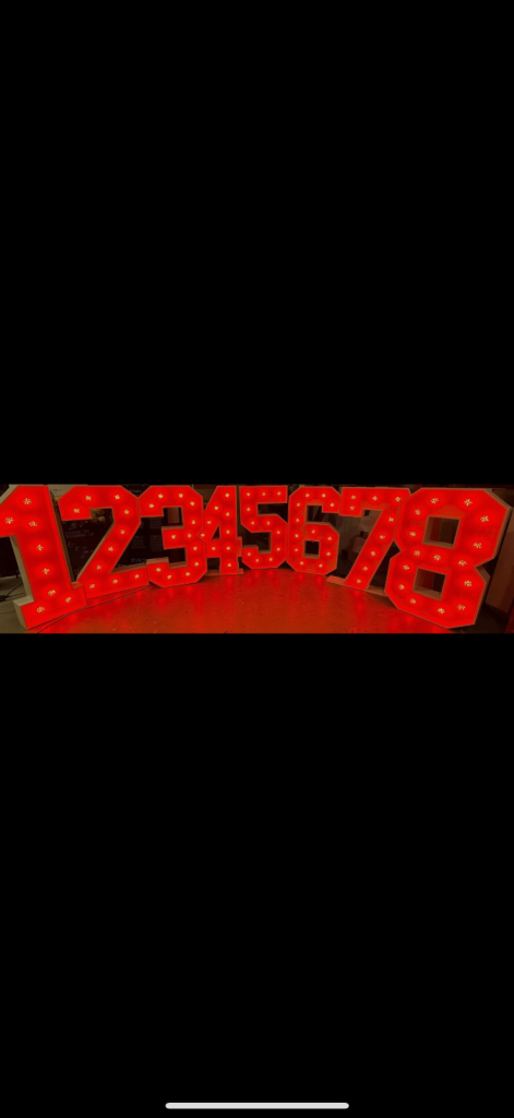 4ft Multi-coloured Marquee numbers Brand New Never Used. Numbers 0-9 Available