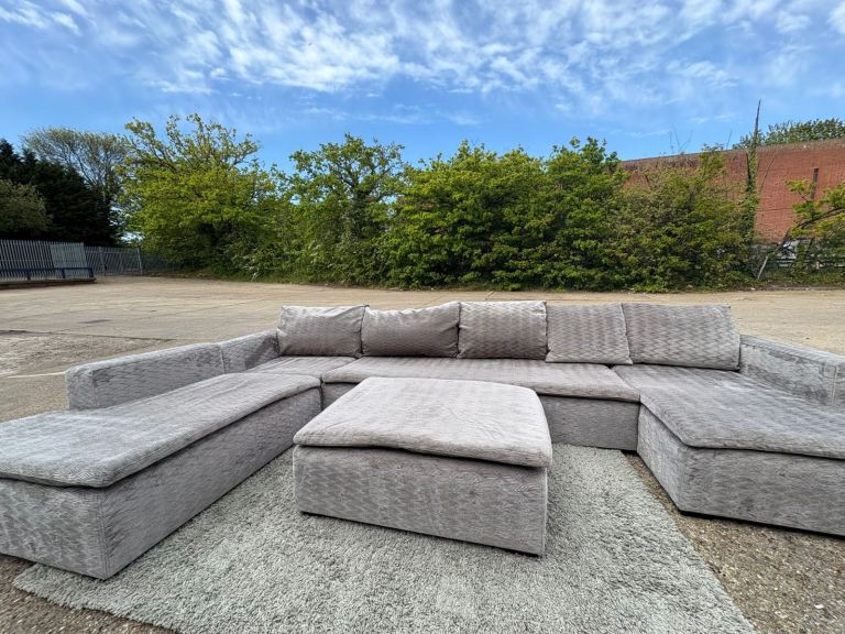 Large Grey U shape sofa & matching footstool DELIVERY AVAILABLE!