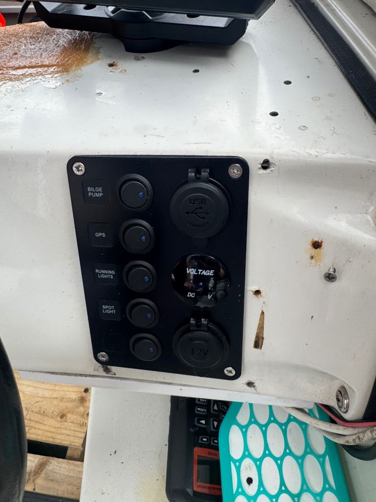 Small Fishing Boat with Steering and Control Panel