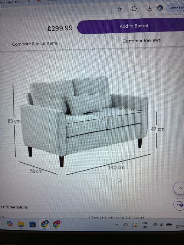 Cosy Grey Two-Seater Sofa – Good Condition
