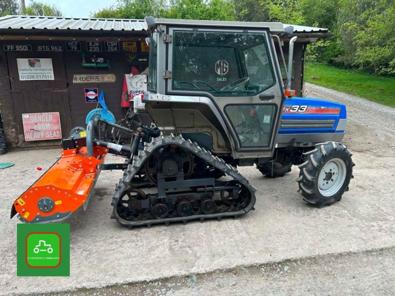 ISEKI TK33 HALF TRACK 4x4 COMPACT TRACTOR AIR CON SHUTTLE BOX + FLAIL TOPPER MOWER