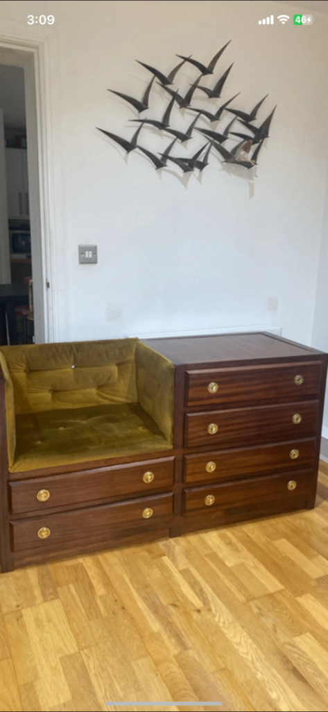 Unique Wooden Chest of Drawers with Integrated Seat