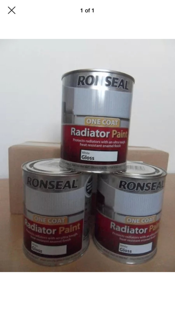 Ronseal One Coat Radiator Paint White Gloss (Brand New) 3 x 750ml 