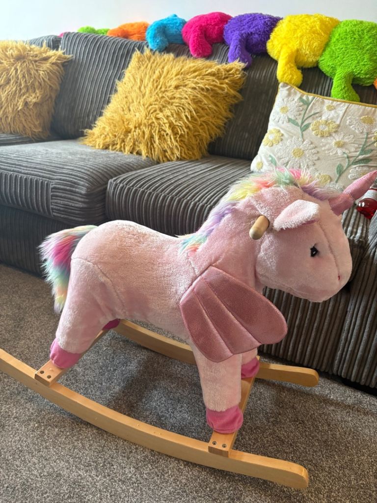 Pink unicorn rocking horse kids toy 