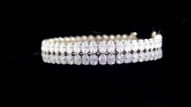 Provence Luxury Tennis Bracelet – 6.5" Yellow Solid Gold Oval Cut DEF/VS Lab Diamond Bangle