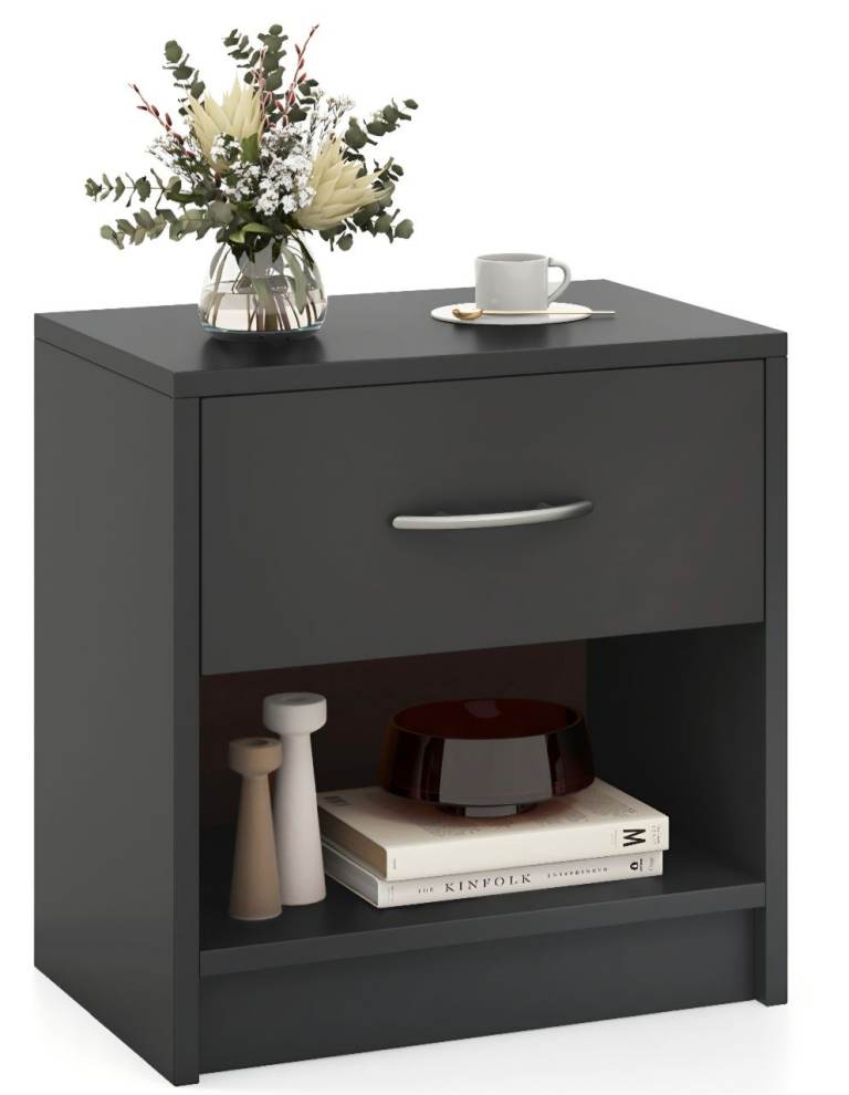 Costway single drawer and shelf nightstand