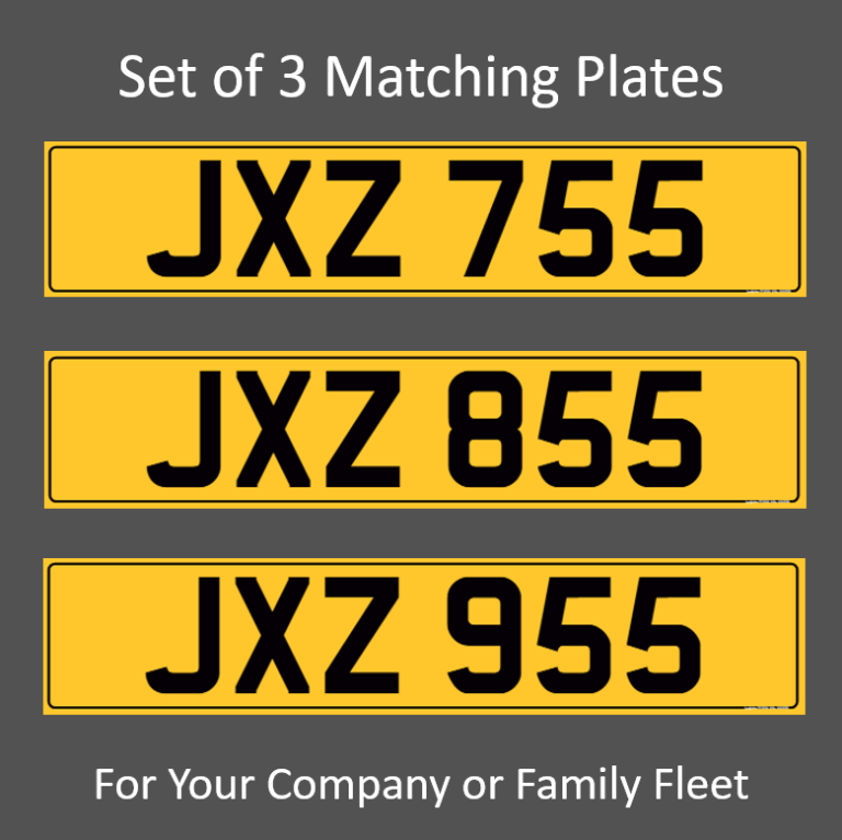 Set of 3 Matching Dateless Cherished Registration Number Plates