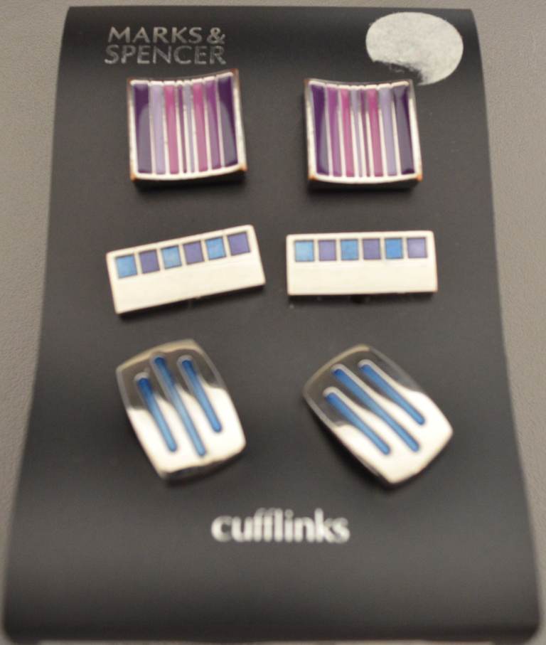 Cufflinks Smart metallic. Three pairs – post or collect