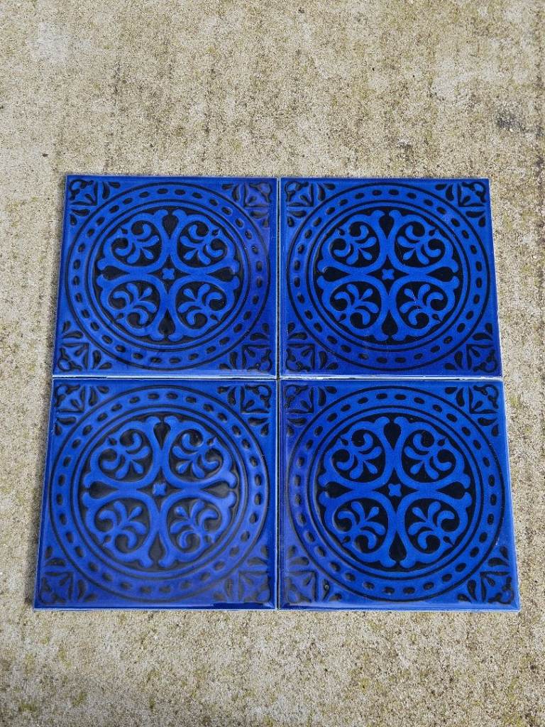 75 x Blue Pattern Tiles..