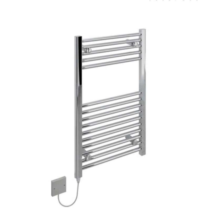 Kudox Electric Pre-Filled Chrome Flat Towel Radiator 800 x 500mm 200W