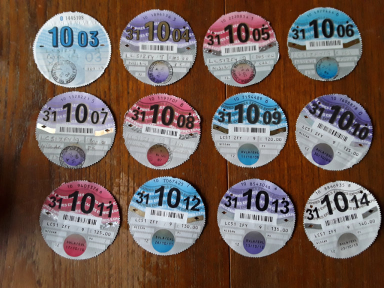 12 Genuine Road tax discs for Nissan Micra - 2003-2014