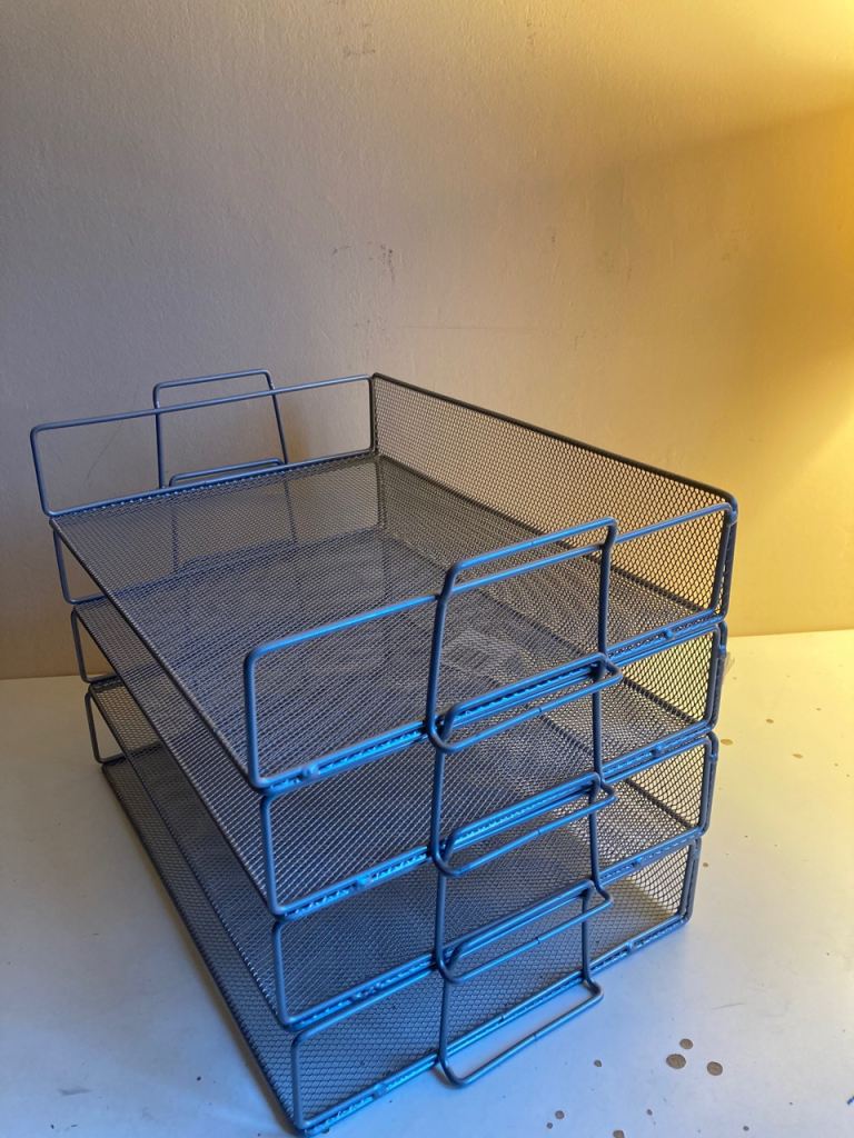 Grey Metal Mesh Desk Organiser / Paper Tray - Good Condition