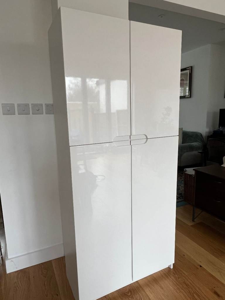 Vladon Logan Office Cabinet / Filing Cabinet – White Matt & High Gloss