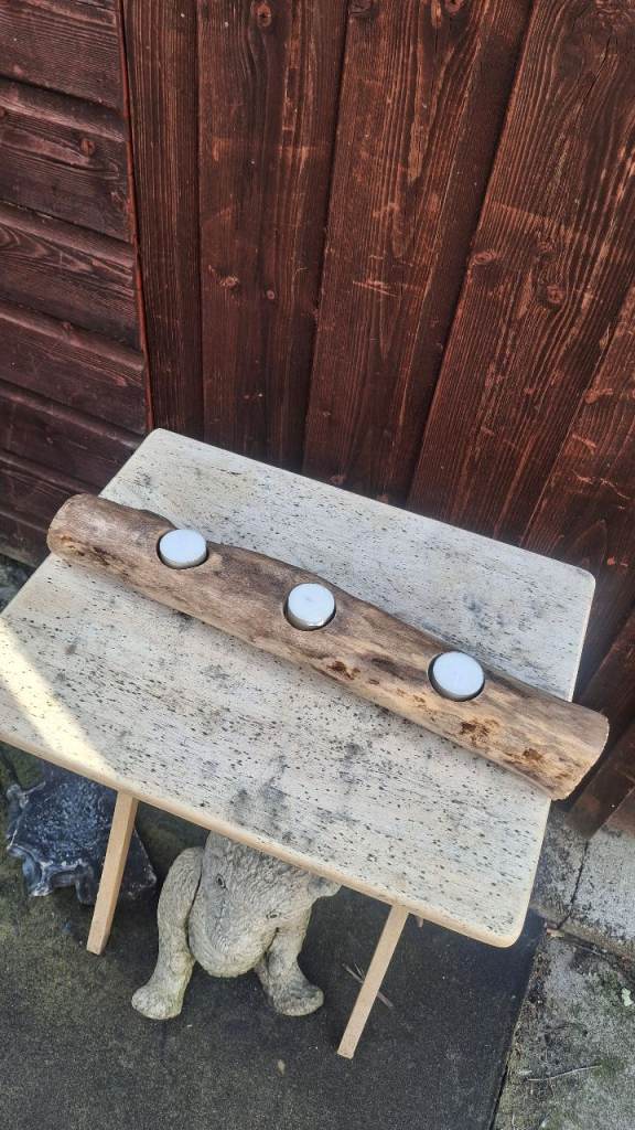 Handcrafted log candle holder