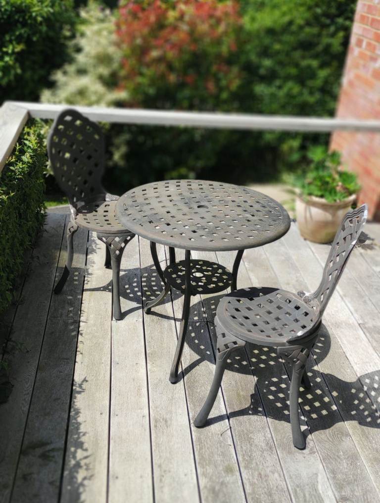 Garden Bistro Set – Table & Two Chairs, Good Condition
