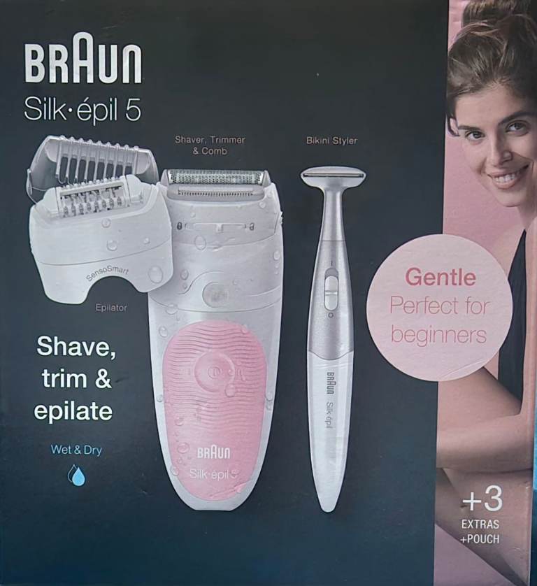 Braun Silk-epil 5 SES5-820 Cordless Epilator Shaver with 3 Extras+Pouch