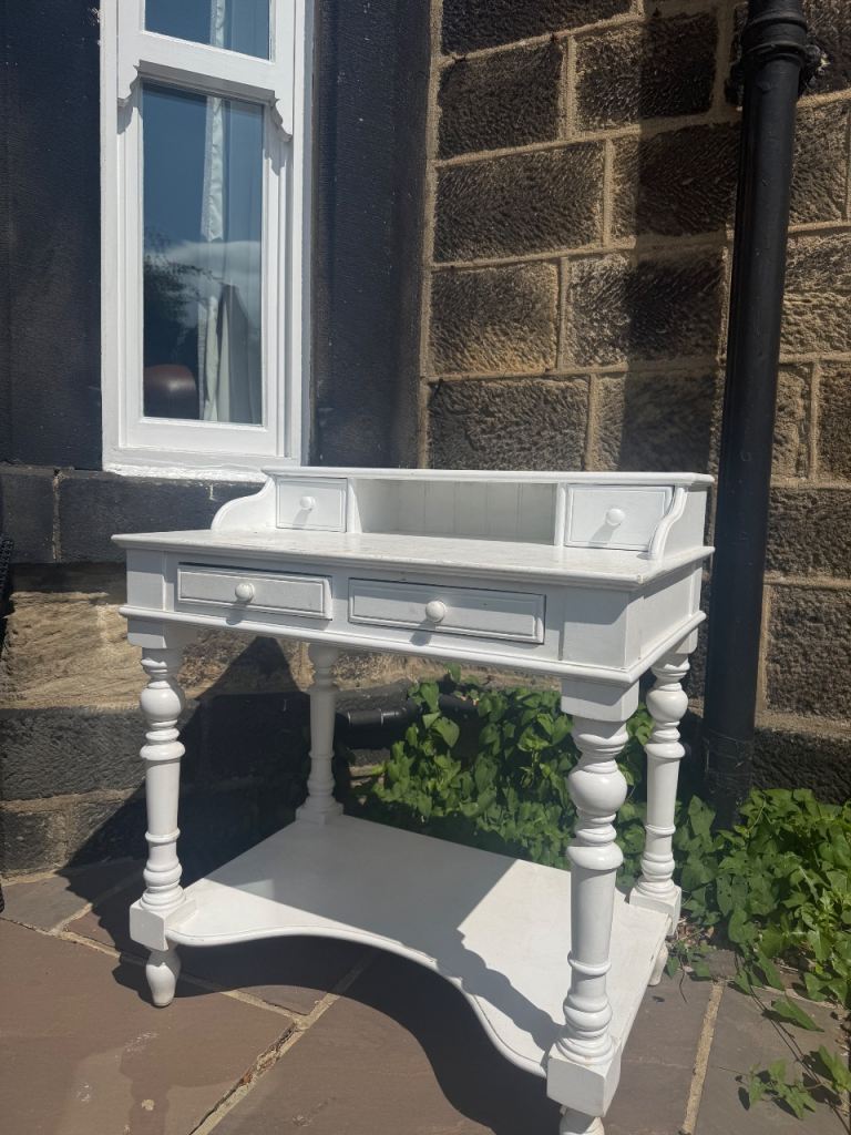 White Wooden Desk/dressing table with Drawers – Fair Condition