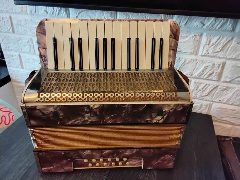 Vintage accordion & case garage clear out find music room display 