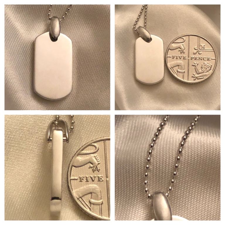 Woman’s kids Small dogTag Dog Tag pendant chain Silver 925 brand new 