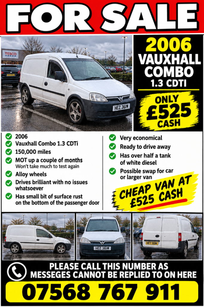 Vauxhall, COMBO 2000 CDTI 16V, Car Derived Van, 2006, 1248 (cc)