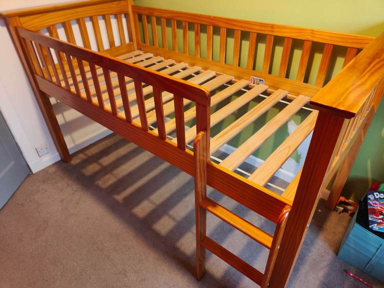 Wooden High Sleeper Bed Frame with Ladder – Good Condition