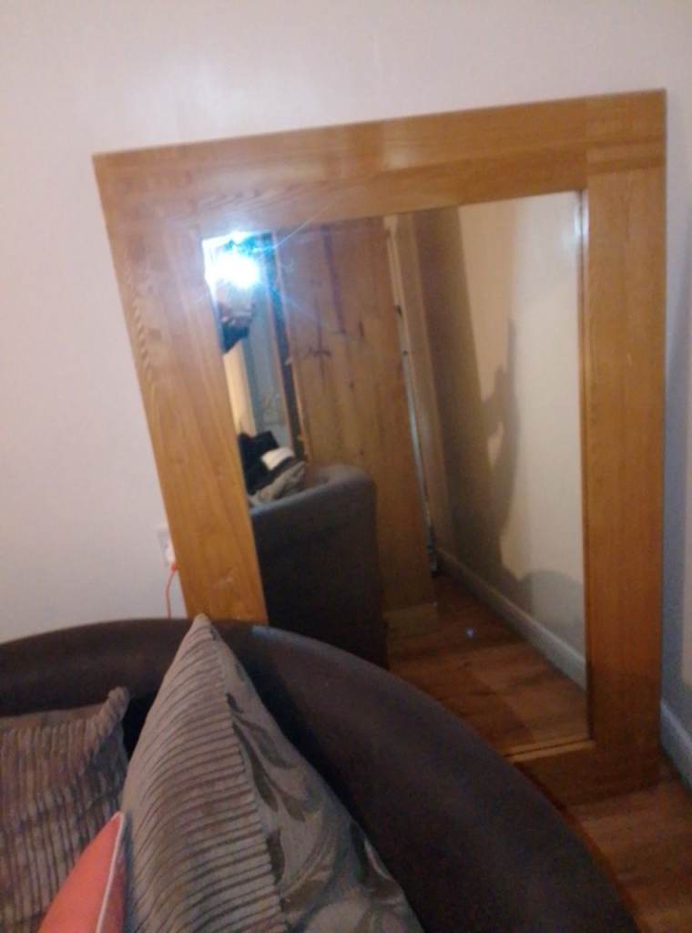 Solid oak framed mirror
