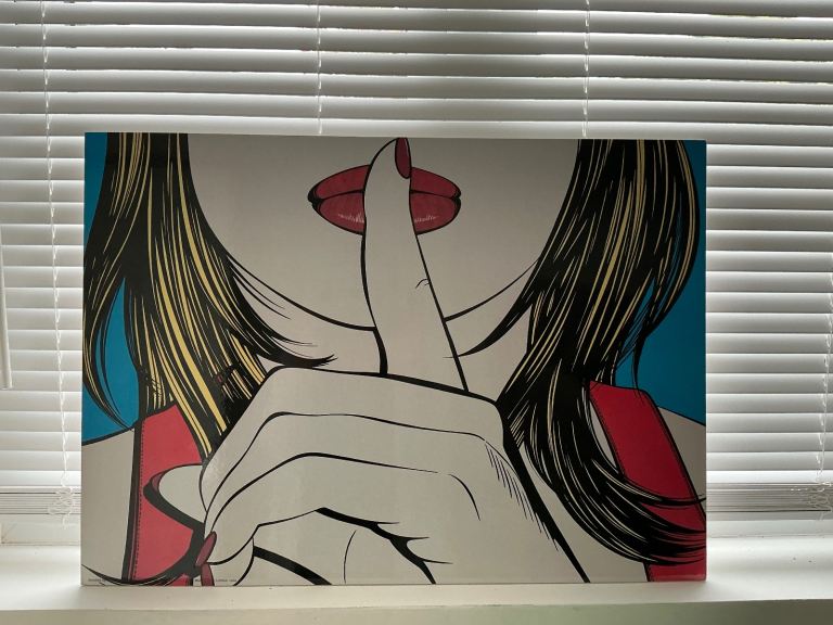 Vintage IKEA pop art SSSSHH Deborah Azzopardi picture/ print on board 70 x 50cm