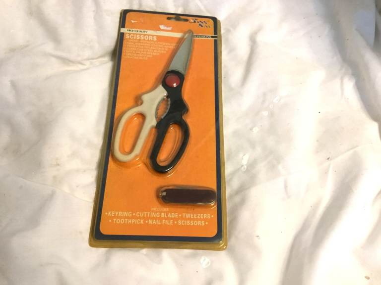 NEW Pair of Scissors with Stainless Steel Blades & Nut Cracker also Multi Tool