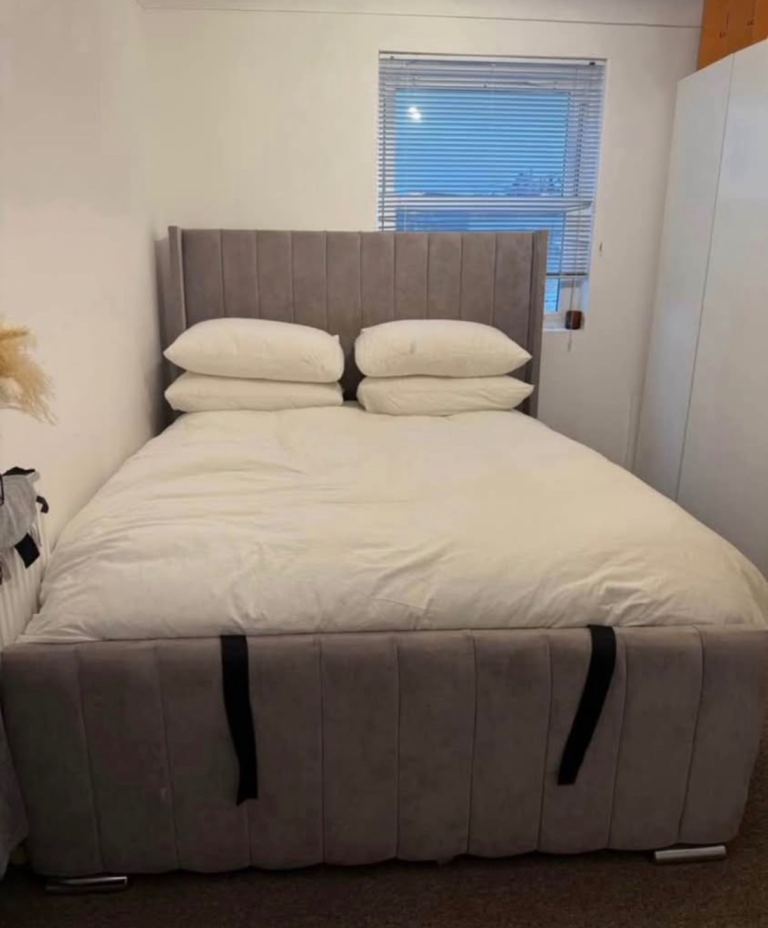 King size grey storage gas lift bed
