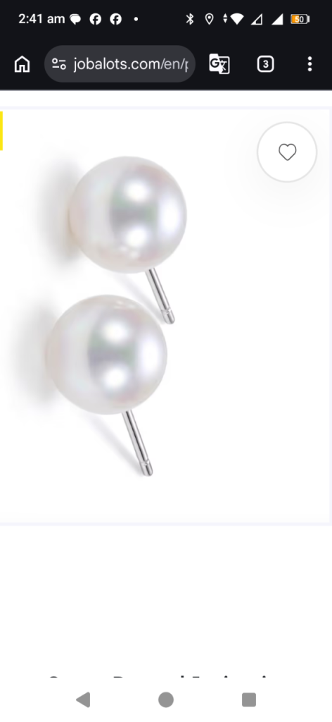 Faux Pearl Stud Earrings 8mm Silver 