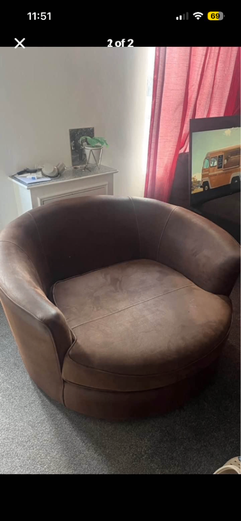 Lovely Brown Swivel Armchair – Good Condition