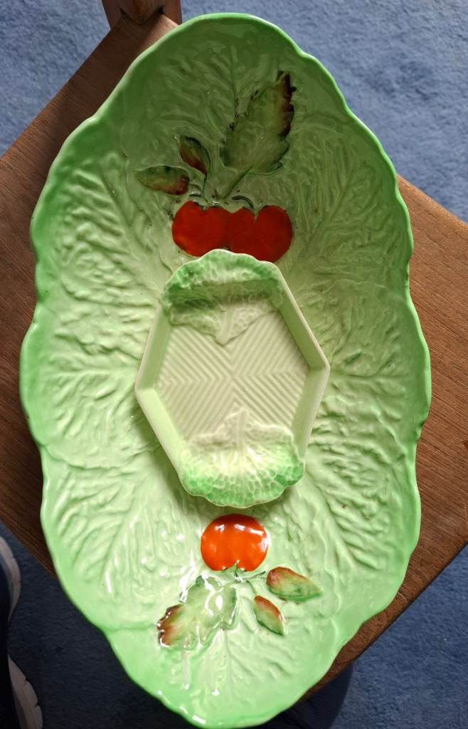 Carlton Ware Salad Bowl with Dip Dish - Green