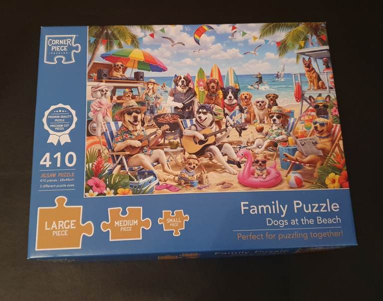 Corner Piece 'Dogs at the Beach' Family Puzzle, 410 Pieces