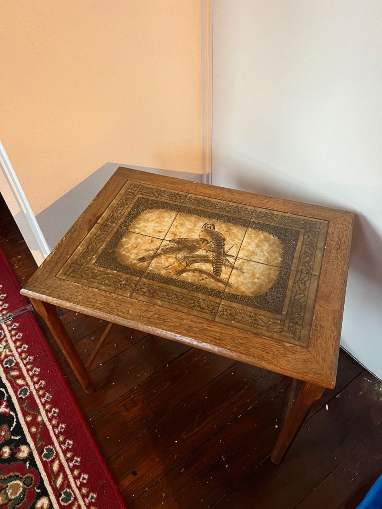 Vintage 60s tiled wooden bedside table 