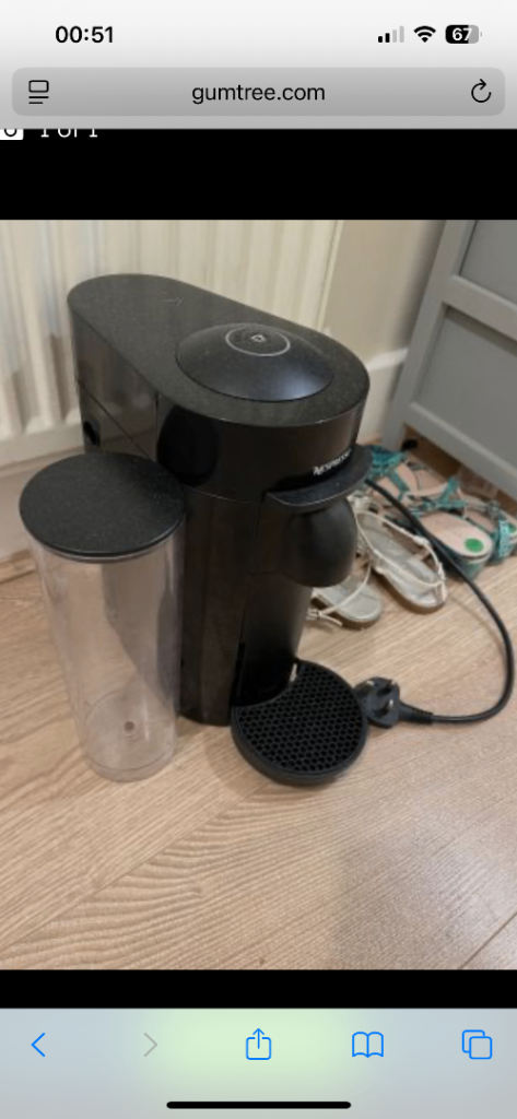 Nespresso Coffee Machine - Black, Good Condition