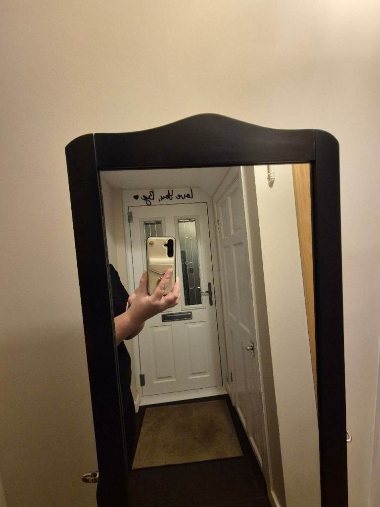 Black Full-Length Mirrored Jewellery Cabinet / Armoire