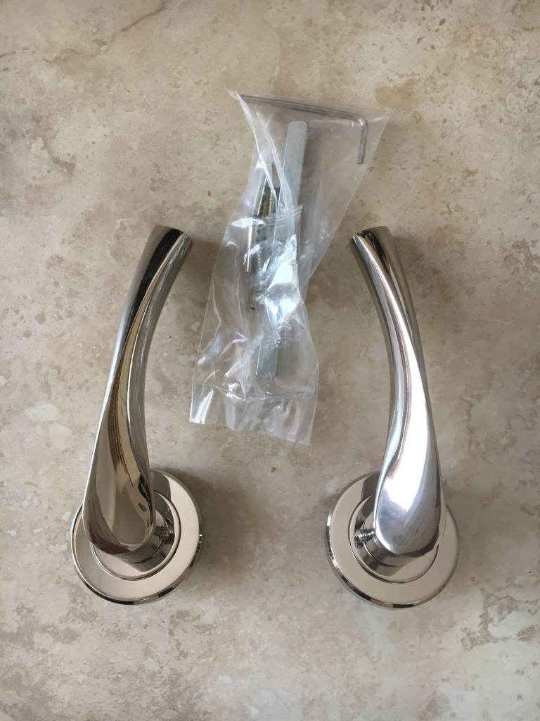 Polished Nickel door handles - brand new